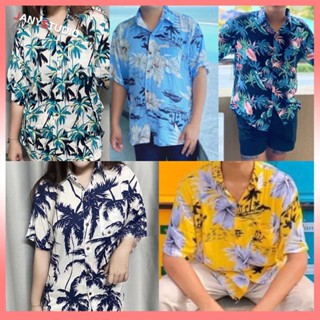พร้อมส่ง เสื้อเชิ้ตเเขนสั้นลายดอกไม้  มีกระเป๋า สไตล์ฮาวาย เรโทร สําหรับผู้ชาย
