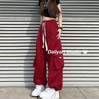 Dailyart กางเกงขายาว กางเกงเอวสูง สไตล์เกาหลี แฟชั่น 2023 NEW07193