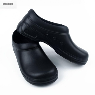 【DREAMLIFE】Men Cooking Chef Work Shoes Kitchen Abti-slip Cook Oil&amp;Water Proof Black Shoes