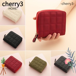 Cherry3 กระเป๋าสตางค์หนัง ใบสั้น ทรงคลัทช์ มีซิป แฟชั่นสําหรับสตรี