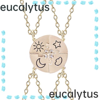 Eucalytus1 ชุดสร้อยคอ ลายดวงจันทร์ ก้อนเมฆ ดวงดาว ฝังพลอยเทียม ของขวัญ สําหรับผู้ชาย และผู้หญิง 4 ชิ้น