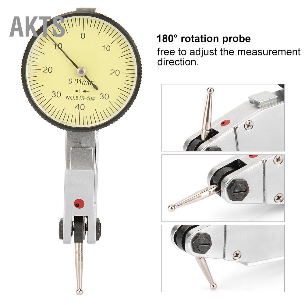 AKTS 0-0.8 มม. 0.01 ความแม่นยำ Dovetail Rails Dial Test Indicator Gauge ...