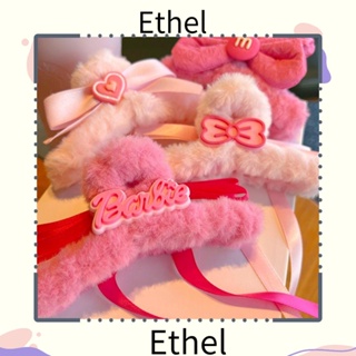Ethel1 กิ๊บติดผม รูปตุ๊กตาบาร์บี้ สีชมพู แฟชั่นสําหรับผู้หญิง 2 ชิ้น