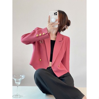 2023 pieces of red short style fried street suit jacket womens autumn new commuter temperament design fashionable suit