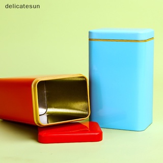 Delicatesun โลหะย้อนยุคสแควร์ชากระป๋องขนมอาหารกล่องเก็บที่มีฝาปิดกล่องบรรจุภัณฑ์ที่ดี