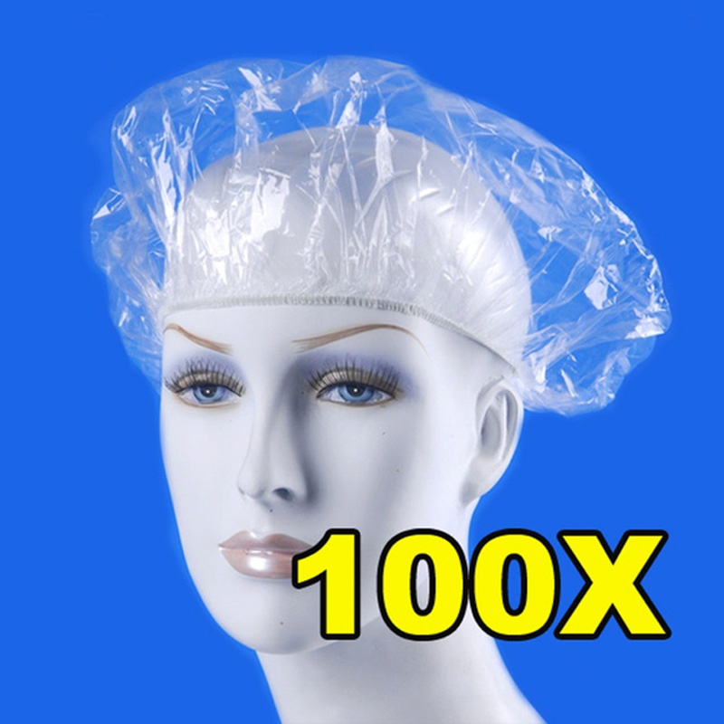 cap-shower-hair-clear-disposable-hat-anti-dust-salon-100pcs-clear-waterproof