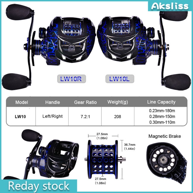 aks-รอกตกปลา-น้ําหนักเบา-ความเร็วสูง-7-2-1-10-กก-10-ระบบเบรกแม่เหล็ก