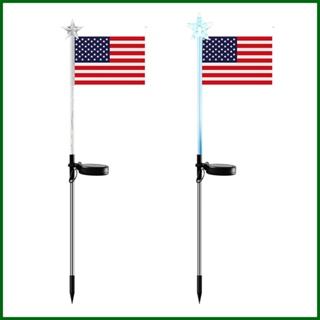 โคมไฟพลังงานแสงอาทิตย์ รูปธงอเมริกัน 4 กรกฎาคม สําหรับตกแต่งบ้าน สวน