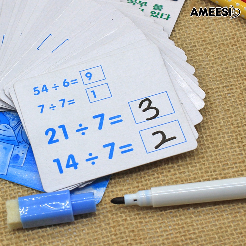 ameesi-การ์ดคณิตศาสตร์-ใช้ซ้ําได้-พร้อมปากกา-ของเล่นเสริมการเรียนรู้เด็ก