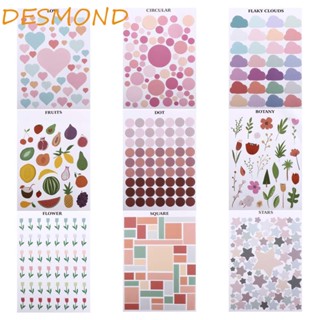 Desmond สติกเกอร์เครื่องเขียน ลายหัวใจ ดอกไม้ เรขาคณิต สําหรับตกแต่งสมุดไดอารี่ อัลบั้ม แพลนเนอร์ อุปกรณ์การเรียน