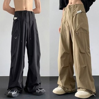 กางเกงขายาวลําลอง ทรงตรง ทรงหลวม กางเกงผู้ชาย สไตล์เกาหลี วินเทจ แฟชั่นฤดูร้อน สําหรับผู้ชาย กางเกงขายาวผู้ชาย