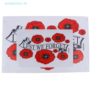 Buildvictor สติกเกอร์ ลาย Lest We Forget Red Poppy Day November 11 Remembrance สําหรับติดตกแต่งรถยนต์