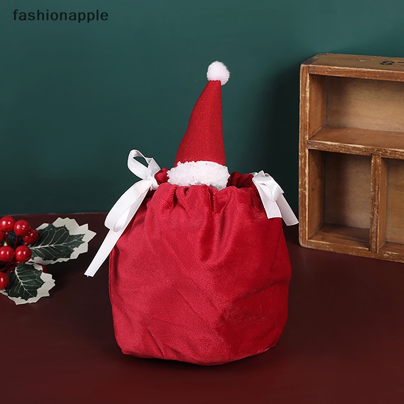 fashionapple-ใหม่-พร้อมส่ง-ถุงผ้ากํามะหยี่-ลายซานตาคลอส-สีแดง-สําหรับใส่ขนมหวาน-ตกแต่งเทศกาลคริสต์มาส-2023