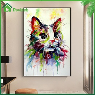 【Doub X ✮】ภาพวาดปักเพชร ทรงกลม ลายแมว 5D DIY สําหรับตกแต่งบ้าน ✮