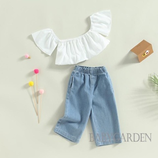 Babygarden-1-5 ปี ชุดเสื้อผ้าเด็กผู้หญิง, เสื้อเชิ้ตแขนสั้น + กางเกงยีน ลําลอง สําหรับปาร์ตี้