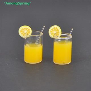 Amongspring&gt; ใหม่ แก้วน้ํามะนาว ขนาดเล็ก อุปกรณ์เสริม สําหรับตกแต่งบ้านตุ๊กตา 1:12 2 ชิ้น