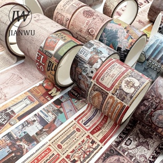 Jianwu ชุดเทปสติกเกอร์วาชิ กระดาษ หลายขนาด สไตล์วินเทจ สร้างสรรค์ DIY สําหรับตกแต่งเครื่องเขียน 4 ม้วน ต่อชุด
