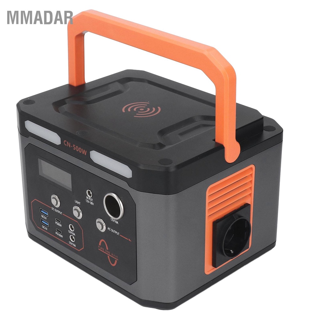 mmadar-portable-power-station-500w-energy-storage-แหล่งจ่ายไฟสำรองฉุกเฉินกลางแจ้งพร้อมไฟ-led-100-240v