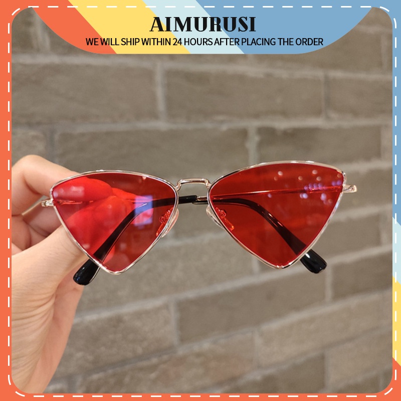 aimurusi-แว่นตากันแดด-ทรงสามเหลี่ยม-กรอบโลหะ-แฟชั่นสําหรับเด็กผู้ชาย-ผู้หญิง