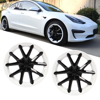 ARIONZA 4 pcs 18in ฝาครอบล้อ Hubcap สีขาวสีดำฝาครอบขอบล้อสำหรับ Tesla รุ่น 3 2017-2022