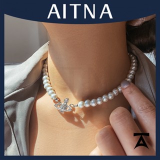 Aitna ใหม่ สไตล์เกาหลีย้อนยุค หรูหรา ไหปลาร้า ดาวเคราะห์ สร้อยคอมุก สําหรับผู้หญิง