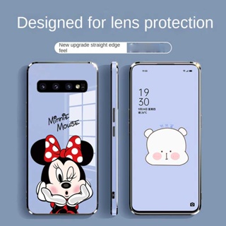 Samsung Galaxy S10 S9 S8 S10 + Plus S9 Note 10 + Plus 10 9 8 เคสโทรศัพท์ เคลือบเงา มินนี่เมาส์ หรูหรา เคสกันกระแทก พร้อมแหวนสายคล้อง