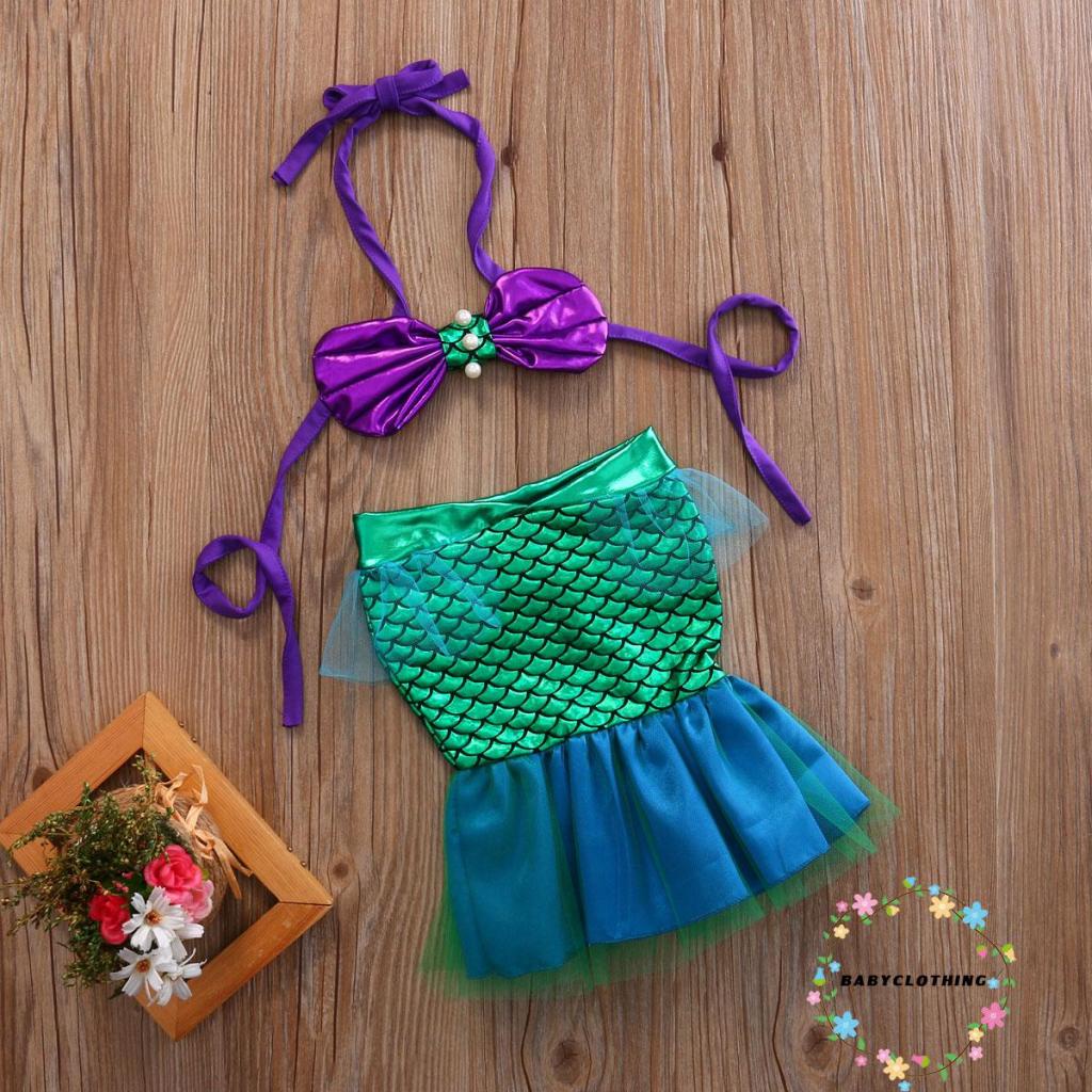 babyclothes-ชุดว่ายน้ําบิกินี่-สายคล้องคอ-ประดับไข่มุก-สองชิ้น-และหางนางเงือก-2-ชิ้น-สําหรับเด็กผู้หญิง