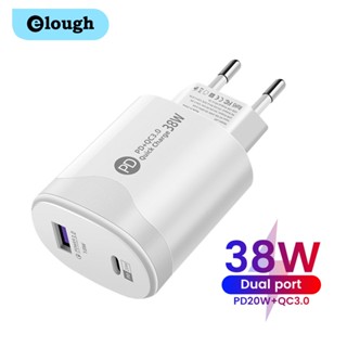 Elough อะแดปเตอร์ชาร์จเร็ว 38W USB QC3.0 PD20W USB Type C PD ปลั๊ก EU US