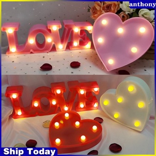 Anthony โคมไฟ Led รูปหัวใจ ตัวอักษรโรแมนติก เรืองแสง เครื่องประดับ สําหรับตกแต่งวันวาเลนไทน์ งานแต่งงาน
