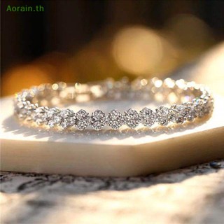 # สร้อยข้อมือ &amp; ใหม่ # Cubic zirconia สร้อยข้อมือโซ่ สีเงิน สไตล์ฮิปฮอป