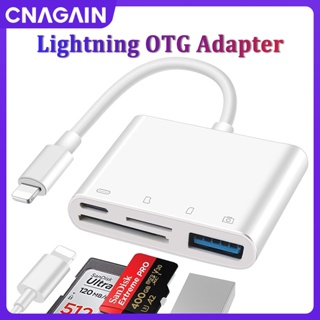 Cnagain 4 in 1 อะแดปเตอร์การ์ดรีดเดอร์ USB OTG SD TF รับรอง rosyclo MFi สําหรับ iPhone 14 13 12 Promax iPad air