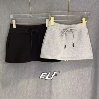 【จัดส่งด่วน】ELF กระโปรงเทนนิสเอวสูง กระเป๋าข้างแบบยืดหยุ่นสบาย ๆ แฟชั่นฤดูร้อน