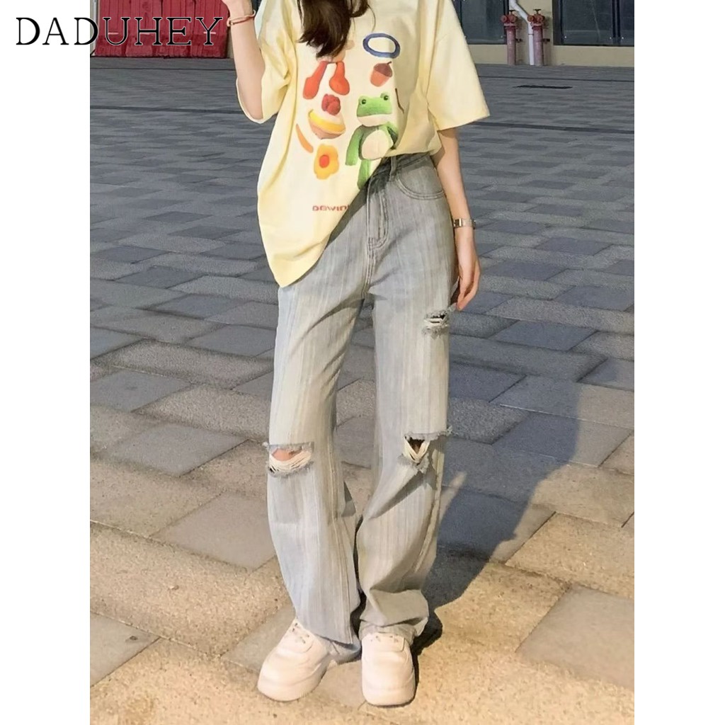 daduhey-korean-style-new-ripped-high-waist-jeans-trousers-american-style-high-street-wide-leg-slim-casual-all-matching-jeans