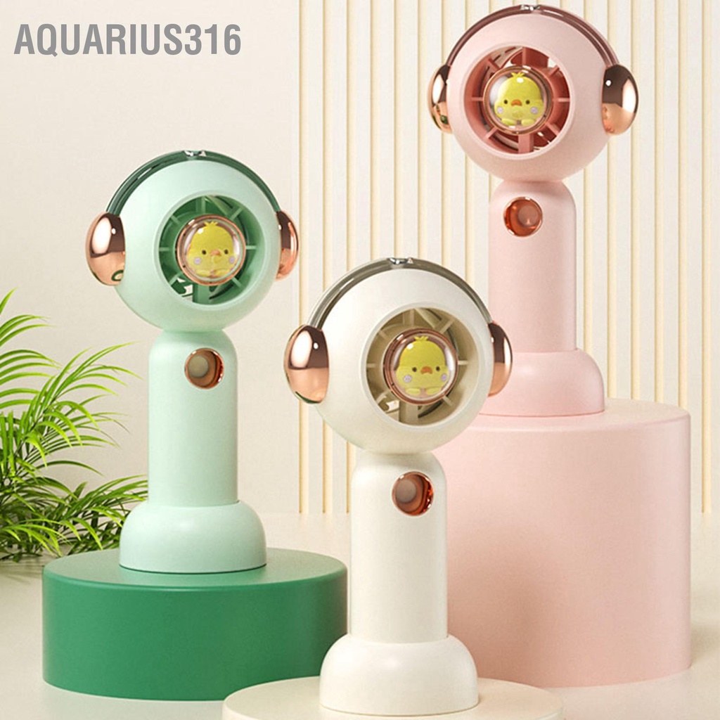 aquarius316-พัดลมไอน้ำพกพาแบบพกพาการ์ตูนน่ารักพัดลมส่วนตัวแบบชาร์จ-usb-สำหรับกลางแจ้งในร่ม