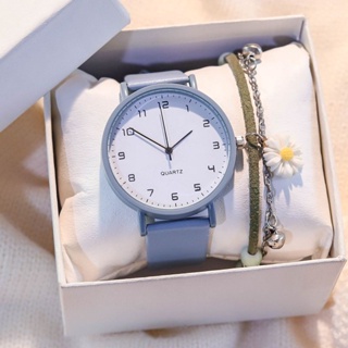 นาฬิกาข้อมือ หน้าปัดขนาดใหญ่ สีฟ้า แบบเรียบง่าย สําหรับผู้หญิง