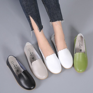 （35-41） รองเท้าโลฟเฟอร์ สไตล์เกาหลี สำหรับผู้หญิง รองเท้าส้นแบน ผู้หญิง รองเท้า สลิป ออน