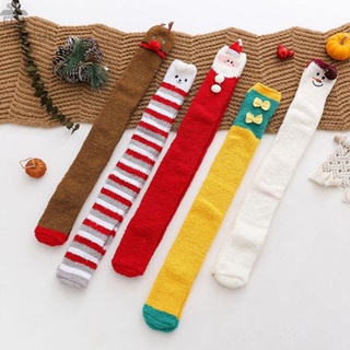 AUGUSTINA Long Ladies Hosiery Elastic Cotton Calf Socks Christmas Stockings Christmas Gift Cute Elk Stripe Snowman Bow Floor Socks