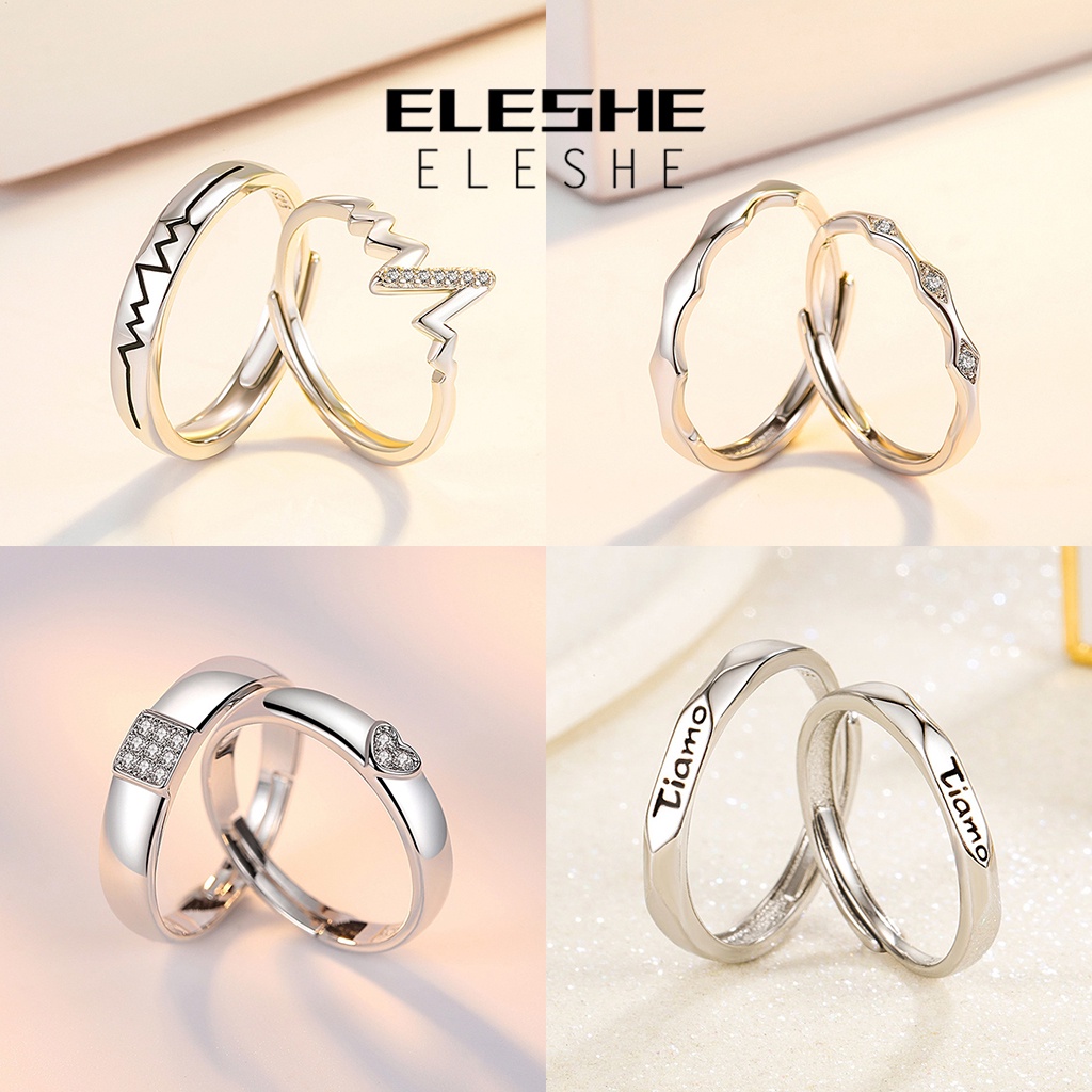 eleshe-jewelry-แหวนเงิน-925-ประดับเพชรโมอิส-เรียบง่าย-เครื่องประดับ-สําหรับคู่รัก-m061