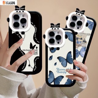 เคสโทรศัพท์มือถือ กันกระแทก ลายผีเสื้อ สีดํา ฟ้า สําหรับ Realme C55 C30 C31 C33 C35 C21Y C25Y Realme10 C11 C25 C17 C15 C12 C3 C2 7i 5 5i 6i 9i Narzo 50A Prime