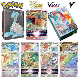 100 ชิ้น การ์ดโปเกม่อน Vstar Vmax V Charizard Arceus การ์ดเวอร์ชันโฮโลแกรมภาษาอังกฤษ ของขวัญของเล่นเกมสำหรับเด็ก