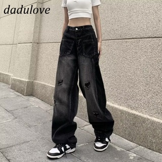 DaDulove💕 New American Ins High Street Retro Ripped Jeans Niche High Waist Loose Wide Leg Pants Trousers