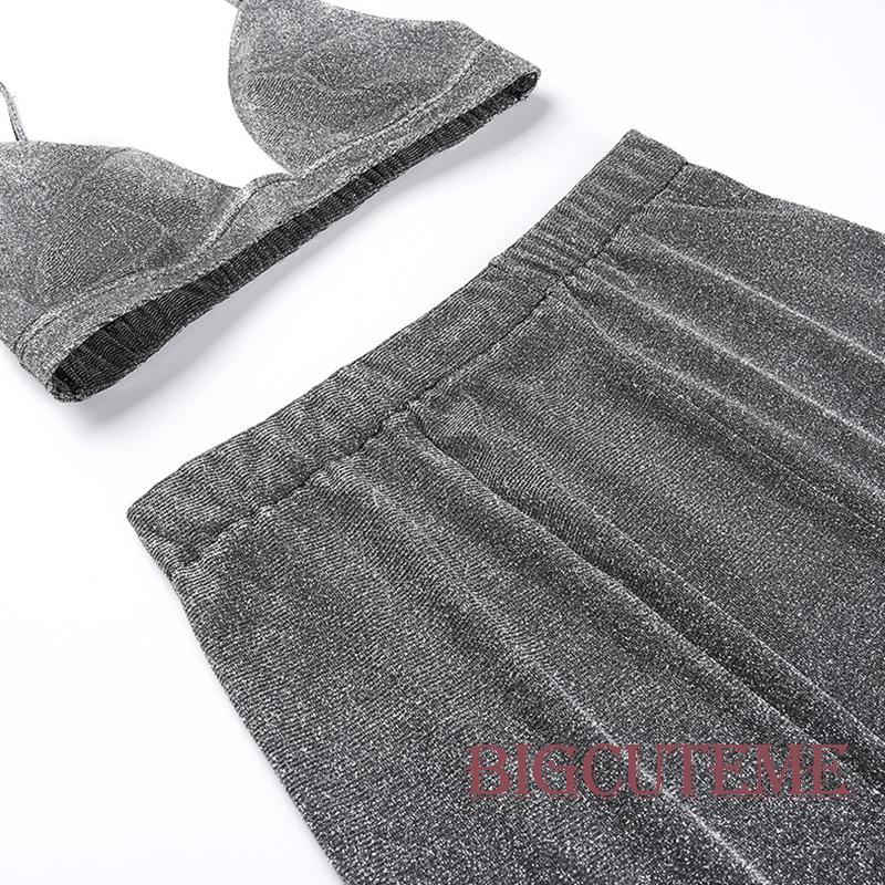 เสื้อสายเดี่ยว-และกระโปรง-สายสปาเก็ตตี้-ประดับกลิตเตอร์-สีเงิน-สีม่วง-แฟชั่นฤดูร้อน-สําหรับผู้หญิง-2-ชิ้น