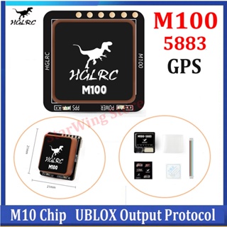 Hglrc M100-5883 M10 โมดูล GPS พร้อมเสาอากาศเซรามิค เข็มทิศ ไฟแสดงสถานะ LED 21x21 มม. สําหรับเครื่องบินบังคับ FPV