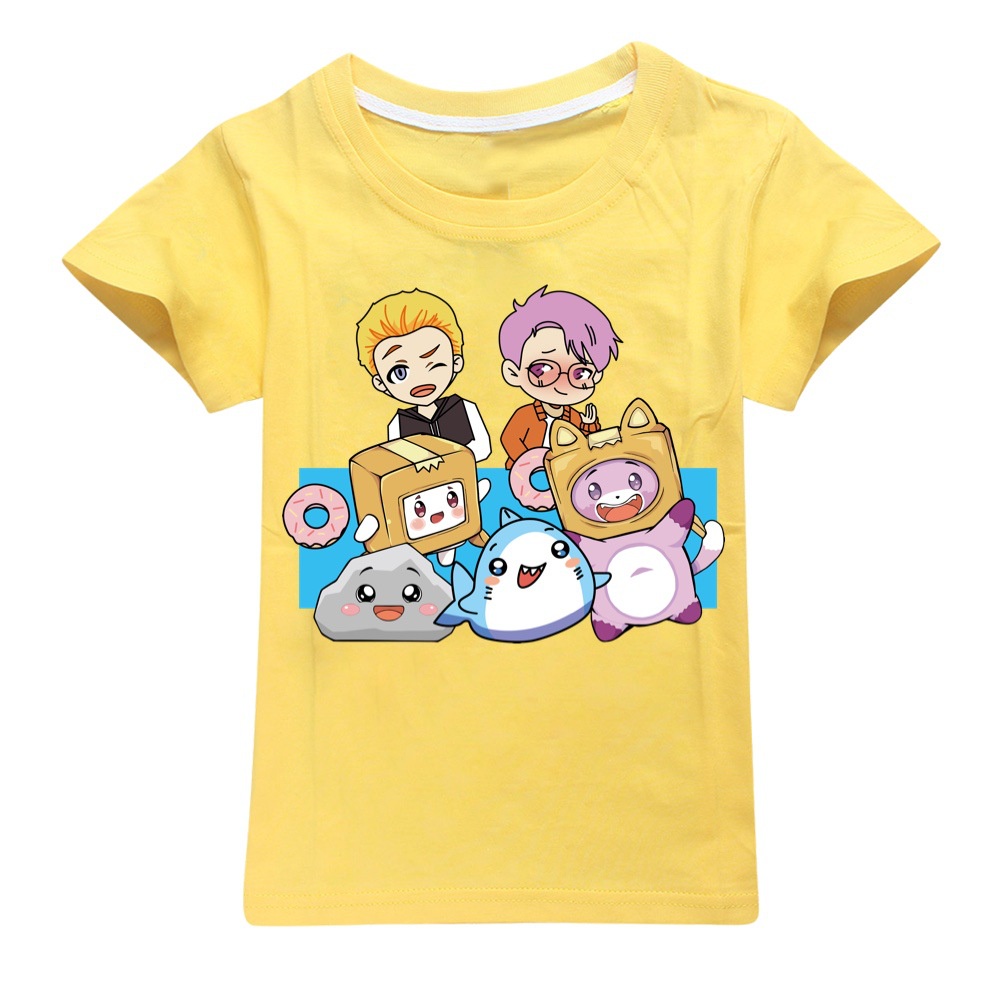 เสื้อยืดแขนสั้นลําลอง-พิมพ์ลายการ์ตูน-lankybox-สไตล์สปอร์ต-แฟชั่นสําหรับเด็กผู้ชาย-และเด็กผู้หญิง