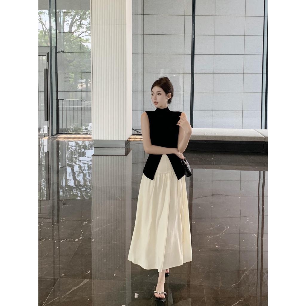 nini-ชุดฤดูร้อน-กระโปรงยาวระดับกลาง-เอวสูง-ทรงสลิมฟิต-สไตล์ใหม่-หรูหรา