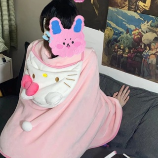 Sanrio ผ้าห่ม ลาย Hello Kitty สีชมพู สําหรับหอพัก บ้าน ฤดูหนาว