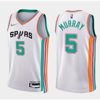 Hot and versatile 2022 nba San Antonio Spurs No. เสื้อกีฬาบาสเก็ตบอล Murray สีขาว 5 ชิ้น 129149