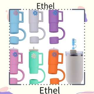 Ethel1 จุกปิดหลอดดูดน้ํา ซิลิโคน ลายการ์ตูน ใช้ซ้ําได้ กันกระเด็น สําหรับ Stanleys 5 ชิ้น