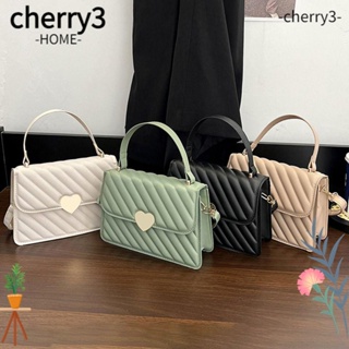 Cherry3 กระเป๋าสะพายไหล่ กระเป๋าถือ หนัง PU สีพื้น สําหรับสตรี