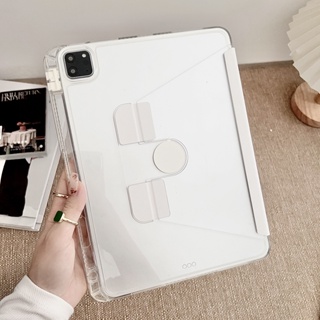 360° เคสอะคริลิคใส PU พร้อมขาตั้ง หมุนได้ สําหรับ ipad Pro 12.9 2022 Pro 11 Pro 10.5 9.7 Air 5 4 3 Pro 10.5 10.9 Mini 6